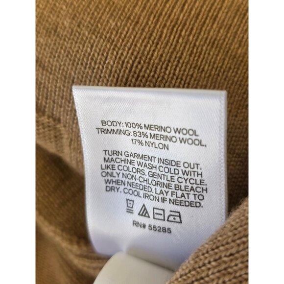 Express Merino Wool V-Neck Sweater Mens Sz L Beige/Tan Lightweight Knit Pullover - Picture 6 of 10